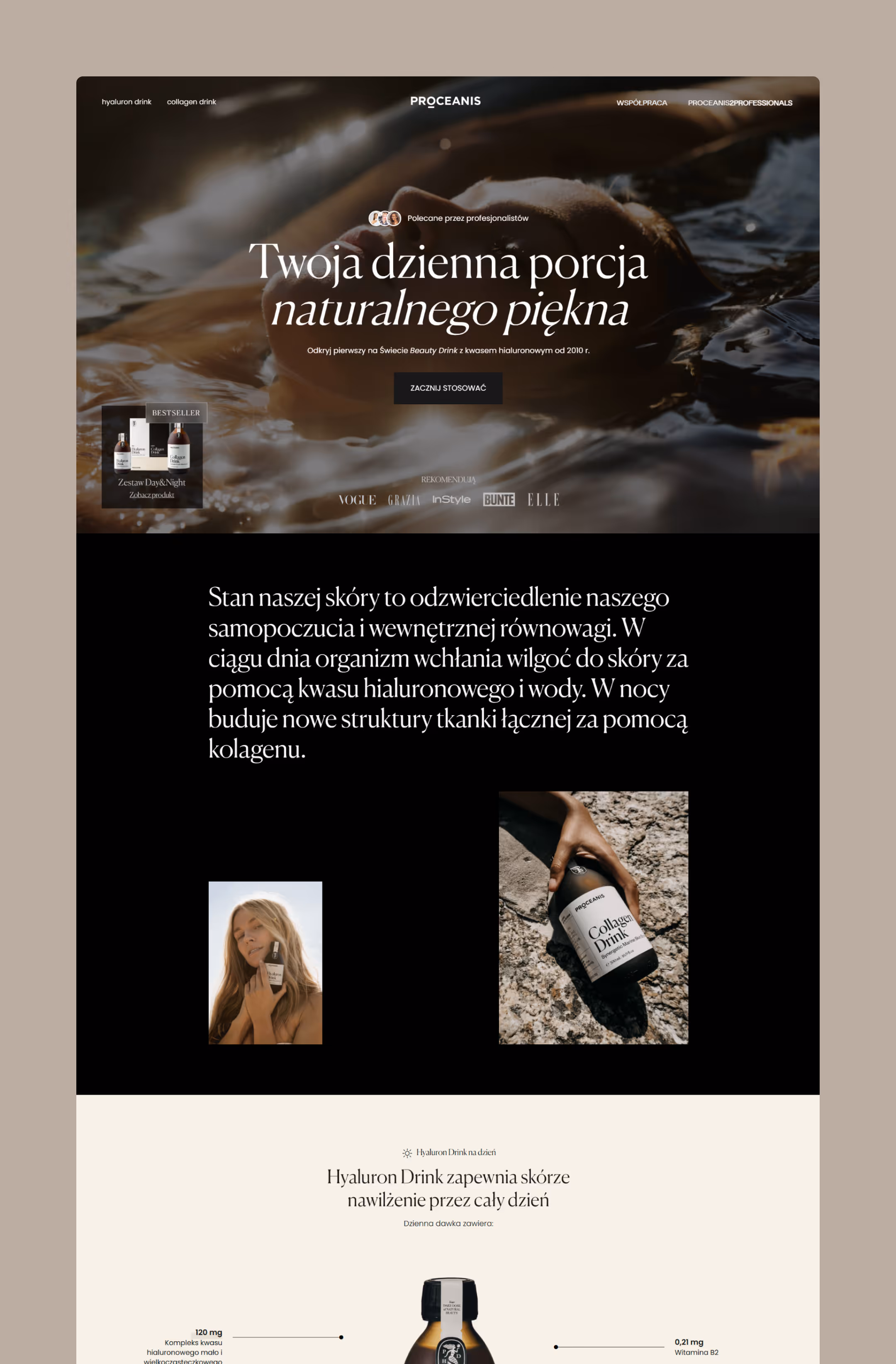 Projekt strony internetowej dla marki beauty drinków
